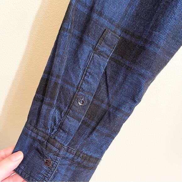 INC Men's Blue Plaid Button Down with Leather Accents Size XXL - Picture 5 of 14